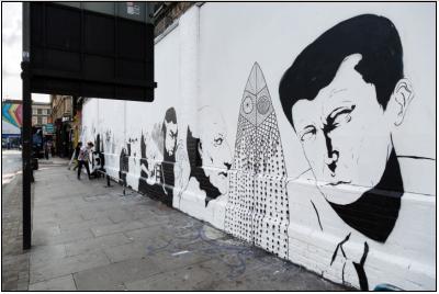 Benjamin Murphy, PANG and 616 paint for International Day of Peace at the Shoreditch Art Wall