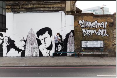 Benjamin Murphy, PANG and 616 paint for International Day of Peace at the Shoreditch Art Wall