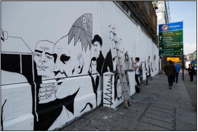 Benjamin Murphy, PANG and 616 paint for International Day of Peace at the Shoreditch Art Wall