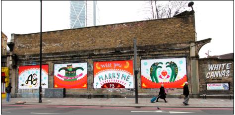 Shoreditch Art Wall  Marriage Proposal