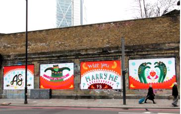 Marriage Proposal at the Shoreditch Art Wall