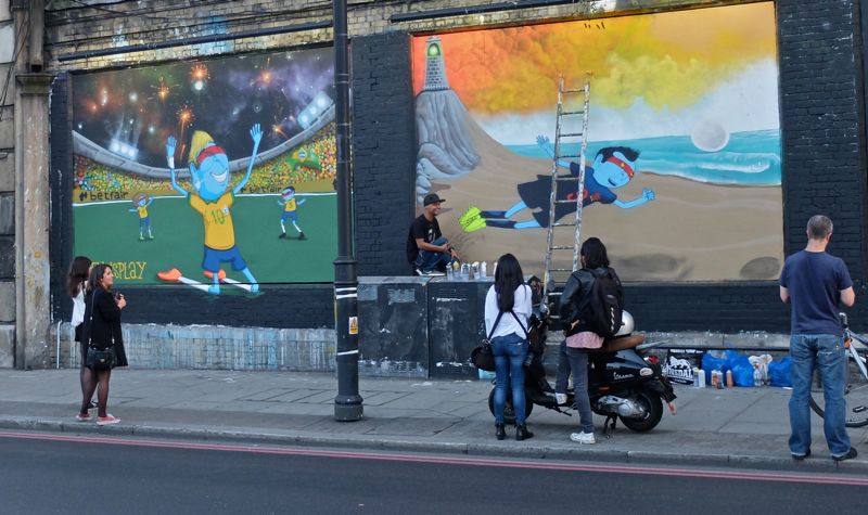 Cranio paints the Shoreditch Art Wall